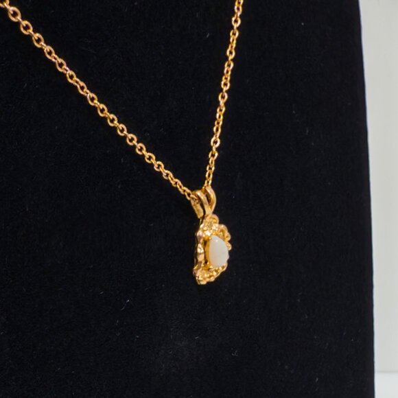 VTG 1983 Ronte of Beverly Hills Gold Vermeil Genuine Opal Necklace with Box - Picture 4 of 8